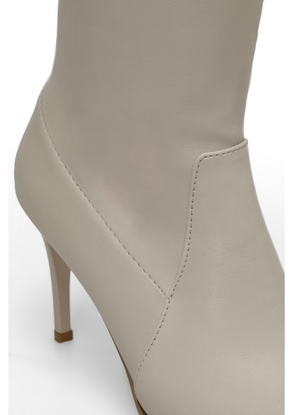 Enjoy 3pr Bej Kadın Topuklu Çizme