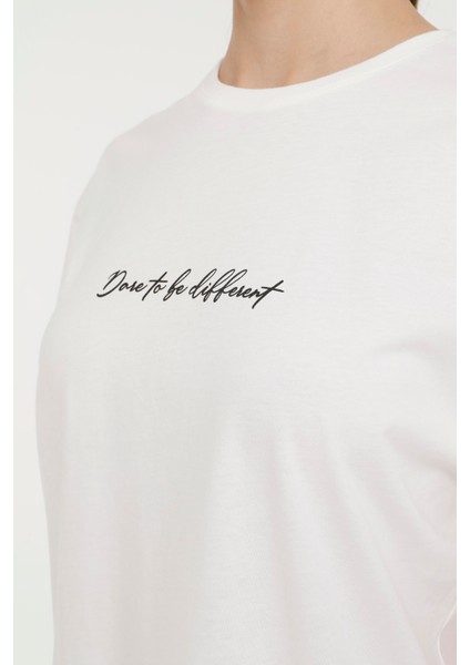 WL HESTIA 11MDK403 4FX Ekru Kadın Kısa Kol T-Shirt