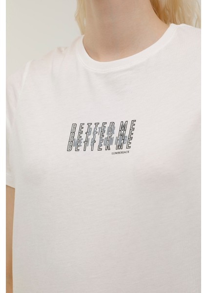 W-GF80 Alına Mınımal T-Sh Ekru Kadın Kısa Kol T-Shirt