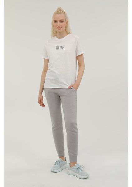 W-GF80 Alına Mınımal T-Sh Ekru Kadın Kısa Kol T-Shirt