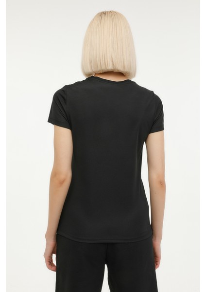 W-SN230 BASIC PES C NECK Siyah Kadın Kısa Kol T-Shirt