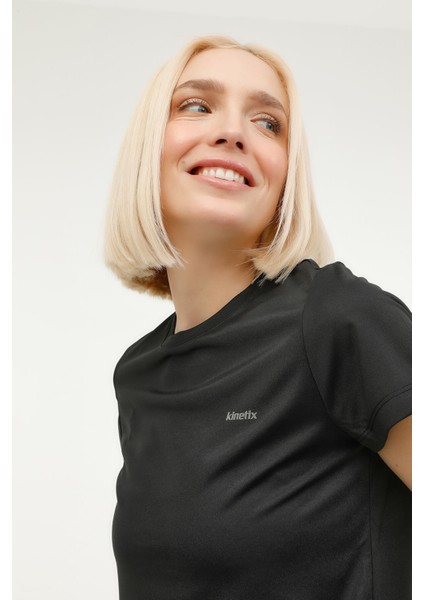 W-SN230 BASIC PES C NECK Siyah Kadın Kısa Kol T-Shirt