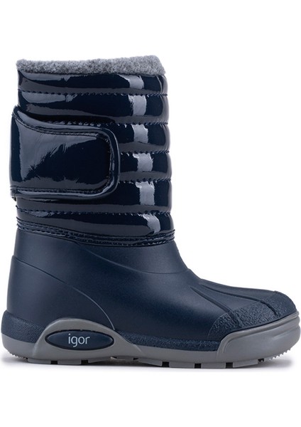 Topo Ski Charol Marino Çocuk Kürklü Lacivert Yağmur Kar Çizmesi W10168-003