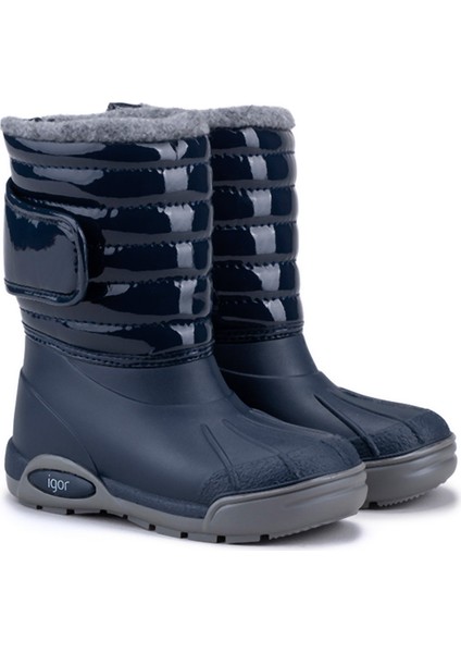 Topo Ski Charol Marino Çocuk Kürklü Lacivert Yağmur Kar Çizmesi W10168-003