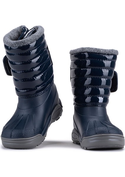 Topo Ski Charol Marino Çocuk Kürklü Lacivert Yağmur Kar Çizmesi W10168-003