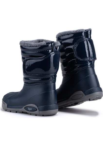 Topo Ski Charol Marino Çocuk Kürklü Lacivert Yağmur Kar Çizmesi W10168-003