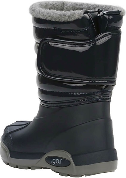 Topo Ski Charol Marino Çocuk Kürklü Lacivert Yağmur Kar Çizmesi W10168-003