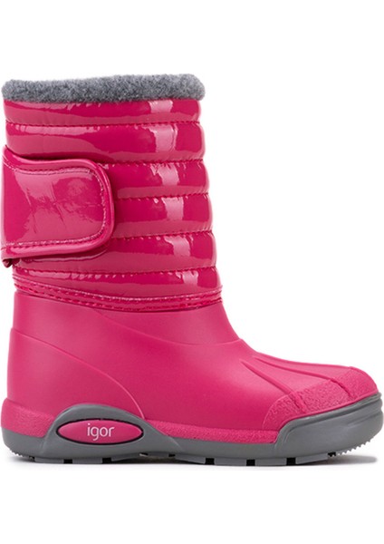 Topo Ski Charol Çocuk Kürklü Fuşya Yağmur Kar Çizmesi W10168-007
