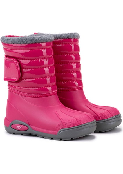 Topo Ski Charol Çocuk Kürklü Fuşya Yağmur Kar Çizmesi W10168-007