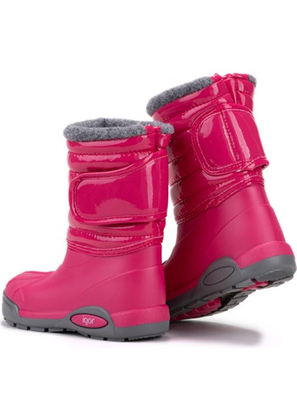 Topo Ski Charol Çocuk Kürklü Fuşya Yağmur Kar Çizmesi W10168-007