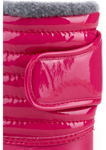 Topo Ski Charol Çocuk Kürklü Fuşya Yağmur Kar Çizmesi W10168-007