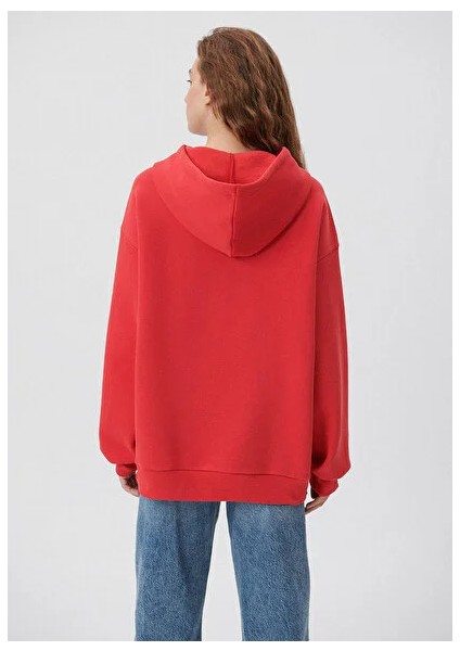 Mavi Logo Baskılı Kapüşonlu Kırmızı Sweatshirt 1600361-82054