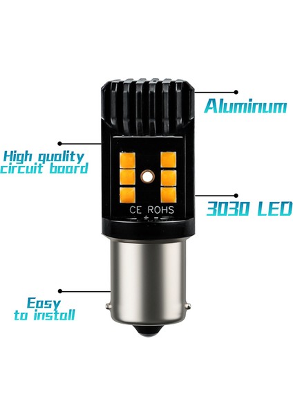 Adet Sarı 1156 BA15S P21W 12SMD 3030 LED Sinyal Ampulleri Sinyal, Dönüş, Geri Vites, Fren, Park, Kuyruk, Gündüz Farları ve Sis Farlarının Vb. Değiştirilmesi Için. (Yurt Dışından) fırsatları