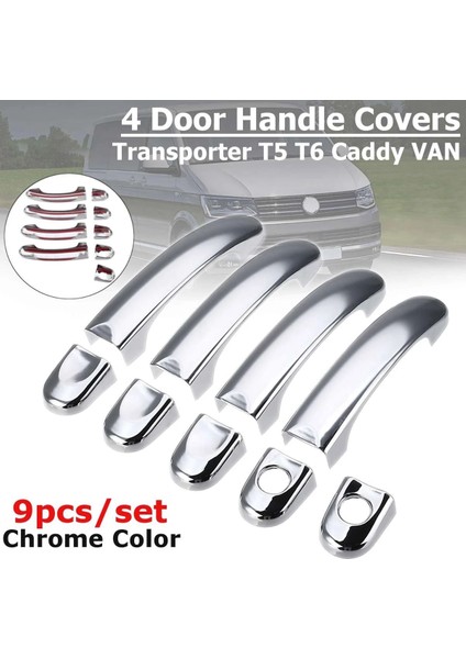 Transporter T5 T6 Caddy Van 2003-2015 Için 9 Parça Set Abs Krom Kapı Kolu Kılıfı Döşemesi (Yurt Dışından) fiyatları