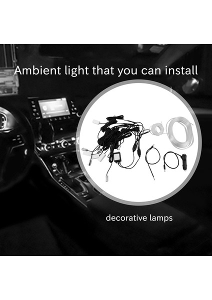 10'u 1 Arada Rgb Led, 8m Iç Dekorasyon Araba Fiber Optik Şerit Işığı Uygulama Kontrolü ile 12V Dekoratif Atmosfer Lambaları Evrensel (Yurt Dışından) modelleri