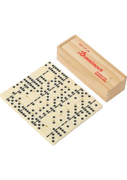 Yetişkinler Için 28 Parça Domino Seti Klasik Masa Oyunları Ahşap Kasalı Çift 6 Domino Oyun Seti 2-4 Oyuncu (Yurt Dışından)