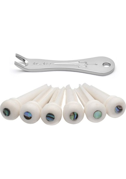 Akustik Gitar Aksesuarları Için 6 Adet Sığır Kemiği Gitar Köprü Pimleri ve Pim Çektirme Aparatı (Yurt Dışından)