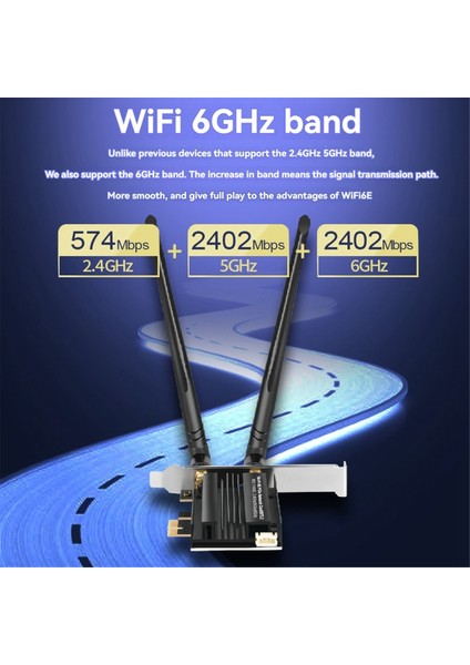 Wifi 6e Pcıe Kablosuz Ağ Kartı 5374MBPS Bluetooth 5.2 Üç Bantlı 2.4g/5g/6ghz Wifi Adaptör Kartı WIN10 WIN11 Için (Yurt Dışından)