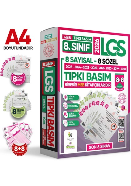 2026 8.Sınıf LGS-İOKBS Tıpkı Basım ve ÖZGÜN Yeni Nesil Deneme Seti 21li (8+7+6) ALTIN PAKET TG Çözüm modelleri