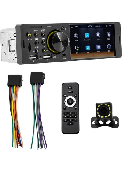 Carplay Android Auto, 4 Inç Dokunmatik Ekranlı Mp5 Oynatıcılı, Bluetooth Fm Ayna Bağlantılı Geri Görüş Kameralı Tek Dinli Araba Stereo (Yurt Dışından)