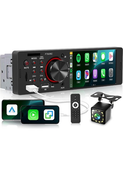 Carplay Android Auto, 4 Inç Dokunmatik Ekranlı Mp5 Oynatıcılı, Bluetooth Fm Ayna Bağlantılı Geri Görüş Kameralı Tek Dinli Araba Stereo (Yurt Dışından) modelleri