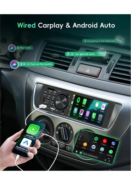 Carplay Android Auto, 4 Inç Dokunmatik Ekranlı Mp5 Oynatıcılı, Bluetooth Fm Ayna Bağlantılı Geri Görüş Kameralı Tek Dinli Araba Stereo (Yurt Dışından) fırsatları