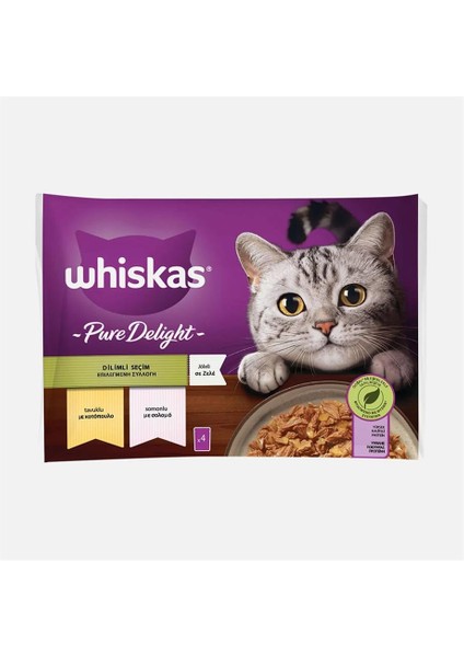 Pure Delight Dilimli Seçim Tavuklu ve Somonlu Poşet Yaş Mama 85 gr x 4 Adet fiyatları