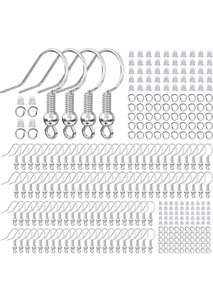 Takı Yapımı İçin 925 Ayar Gümüş Kaplama Küpe Kancaları, 300 Adet Hipoalerjenik Kendin Yap Küpe Yapımı Malzemeleri Seti Gümüş (Yurt Dışından)