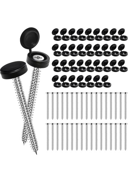 36 Adet 8 x 3 Inç Kapaklı Kepenk Vidaları Pencereler, Dış Kepenkler, Dış Mekan ve Kapak Siyah Kepenk Bağlantı Elemanları (Yurt Dışından)