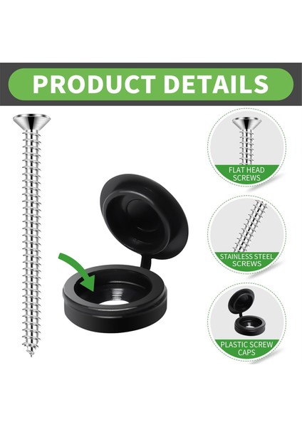 36 Adet 8 x 3 Inç Kapaklı Kepenk Vidaları Pencereler, Dış Kepenkler, Dış Mekan ve Kapak Siyah Kepenk Bağlantı Elemanları (Yurt Dışından) modelleri