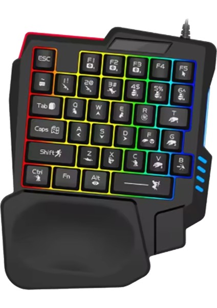 Ergonomik Oyun Klavyesi Tek Elle USB Kablolu 35 Tuşlu Tek Elle Rgb Arka Aydınlatmalı Mini Klavye (Yurt Dışından)