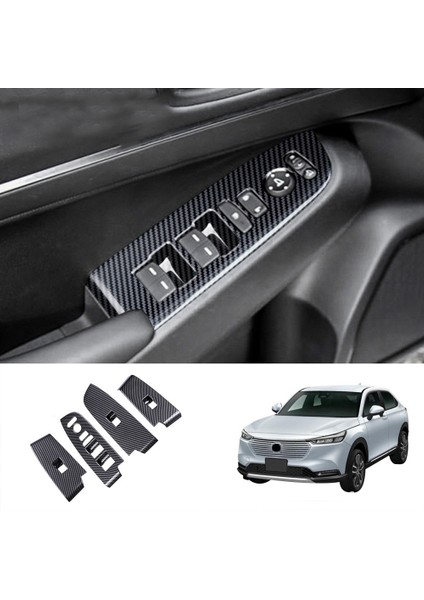Honda Hrv Hr-V Vezel 2021 2022 Lhd Için Karbon Fiber Araba Cam Kaldırma Düğmesi Anahtarı Kapağı Döşeme Kapı Kol Dayama Paneli (Yurt Dışından) fırsatları