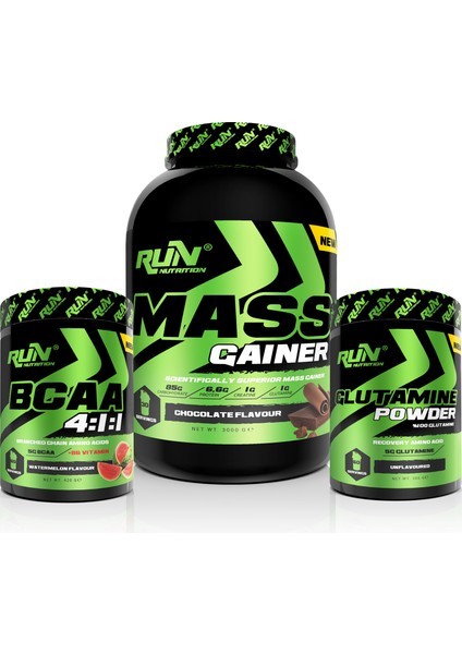 Hacim Artışı Ve Enerji Paketi 2(Mass Gainer 3kg,Glutamine,Bcaa)