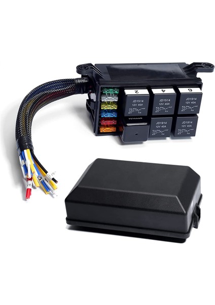 12V Röle Sigorta Kutusu Önceden Kablolanmış Röle Kutusu Otomotiv 5 Adet 5 Pinli Röleler 1 Adet 4 Pinli Röle 6 Atc/ato Bıçak Sigortası Evrensel (Yurt Dışından)