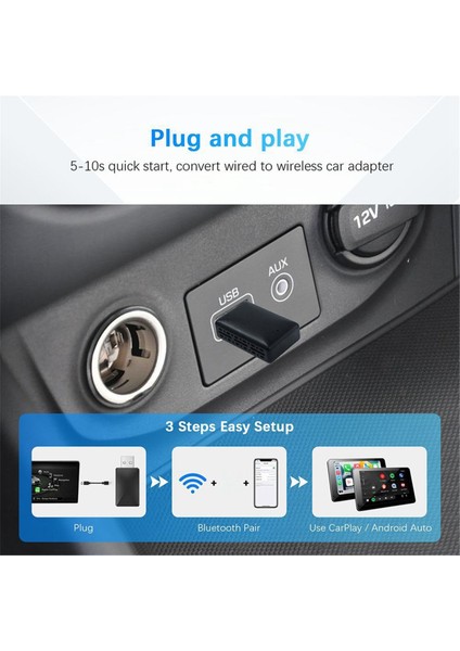 Wıfı 6 Yeni Sürüm Kabloludan Kablosuza Carplay Adaptörü 2'si 1 Arada Carplay + Android Auto Usb-A ve Usb-C Tak ve Çalıştır (Yurt Dışından) indirimleri