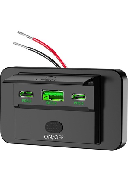Yeni 12-24V Pd Tip-C USB Bağlantı Noktaları Qc3.0 ve Pd3.0 Anahtarlı Hızlı Şarjlı USB Güç Paneli Araba Kamyon Karavan Yeşil (Yurt Dışından)