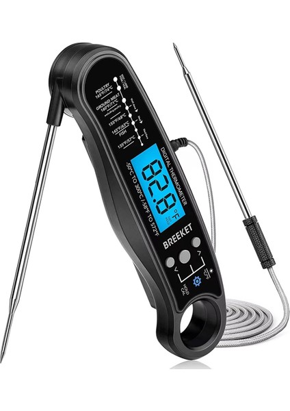 Hızlı ve Hassas Yemek Pişirmek Için Problu Dijital Mutfak Termometresi Anında Okunan Et Fırını Termometresi, Arka Aydınlatmalı (Yurt Dışından)