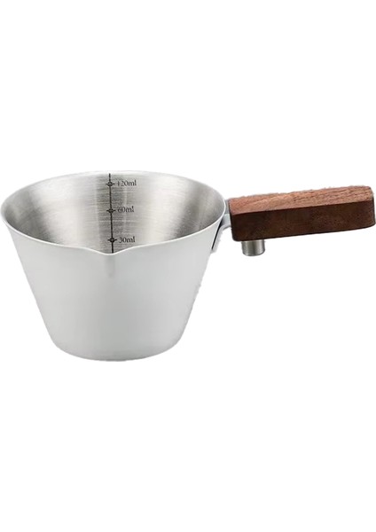 Ölçekli 120ML Espresso Ölçü Kabı, Paslanmaz Çelik Kahve Dökme Kabı, Ahşap Sap, Hassas Kahve Yapımı Için Alet (Yurt Dışından)