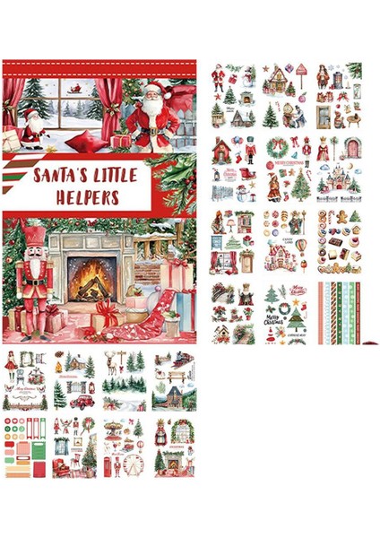 Scrapbooking Çıkartma Seti Scrapbooking Defteri Dekoratif Çıkartma Malzeme Seti Vintage Noel Desenleri El Sanatları Araçları B (Yurt Dışından)