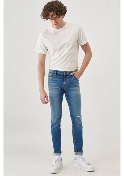 Erkek Malone Skinny Fit Normal Bel Denim Esnek Jean Kot Pantolon