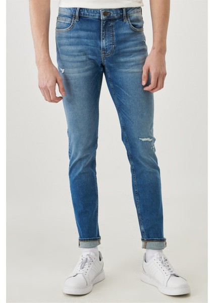Erkek Malone Skinny Fit Normal Bel Denim Esnek Jean Kot Pantolon