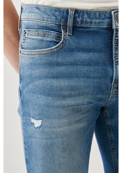 Erkek Malone Skinny Fit Normal Bel Denim Esnek Jean Kot Pantolon