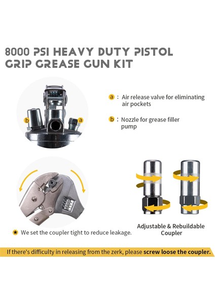 18 Inç Esnek Hortumlu 8000 Psı Ağır El Tipi Gres Dolum Cihazı (Yurt Dışından) fırsatları