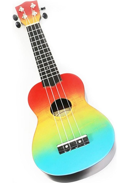 Soprano Ukulele 21" Ahşap Uklele Hawaii Gitarı Öğrenci Çocuk Gitarı Gökkuşağı (Yurt Dışından)