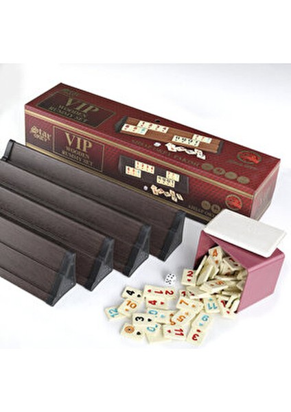 Vip Ahşap Okey Takımı Kalın Melamin Taşlar ve 4 Adet Ahşap Istaka ile Eğlenceli Oyun fırsatları