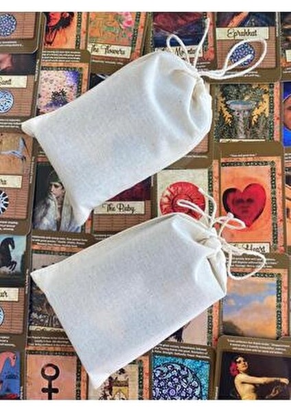 Tarot Kartları İçin %100 Pamuk Arındırma Kesesi 2 Adet Doğal Pamuk Malzemeden