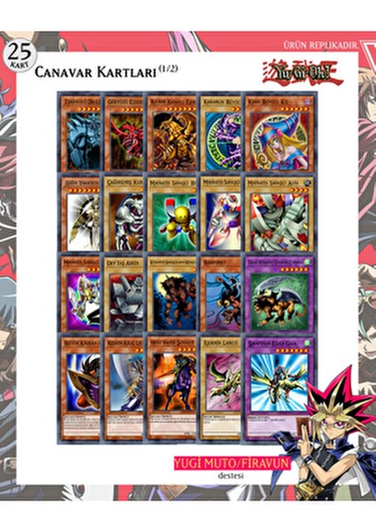 Yu-Gi-Oh! Yugi Muto Destesi 43 Parça Kahverengi Kağıt Kartlar Türkiye Menşeli