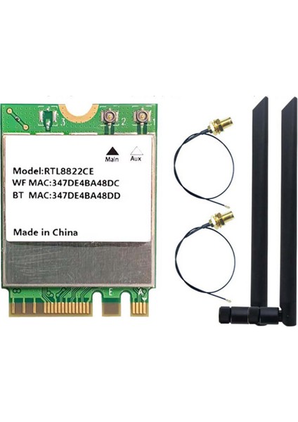 RTL8822CE Wifi Kartı 1200MBPS Çift Bant 2.4g/5g Bluetooth 5.1 M.2 Arayüzü 8dbı Antenlerle Windows 10/11 Için (Yurt Dışından)