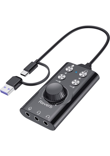 Ses Kartı USB Type-C Bilgisayar Ses Kontrol Düğmesi - Harici Denetleyici Profesyonel Uyumluluğu (Yurt Dışından)