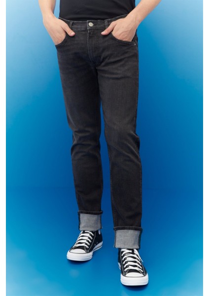 Daren Zip Fly Regular Str Gri Erkek Jean Pantolon